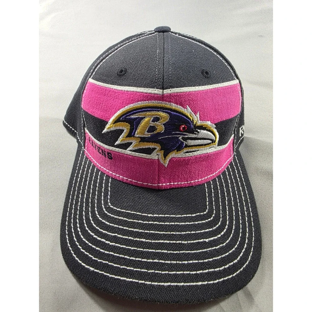 Reebok Onfield Baltimore Ravens Hat Women Fitted S/M Breast Cancer